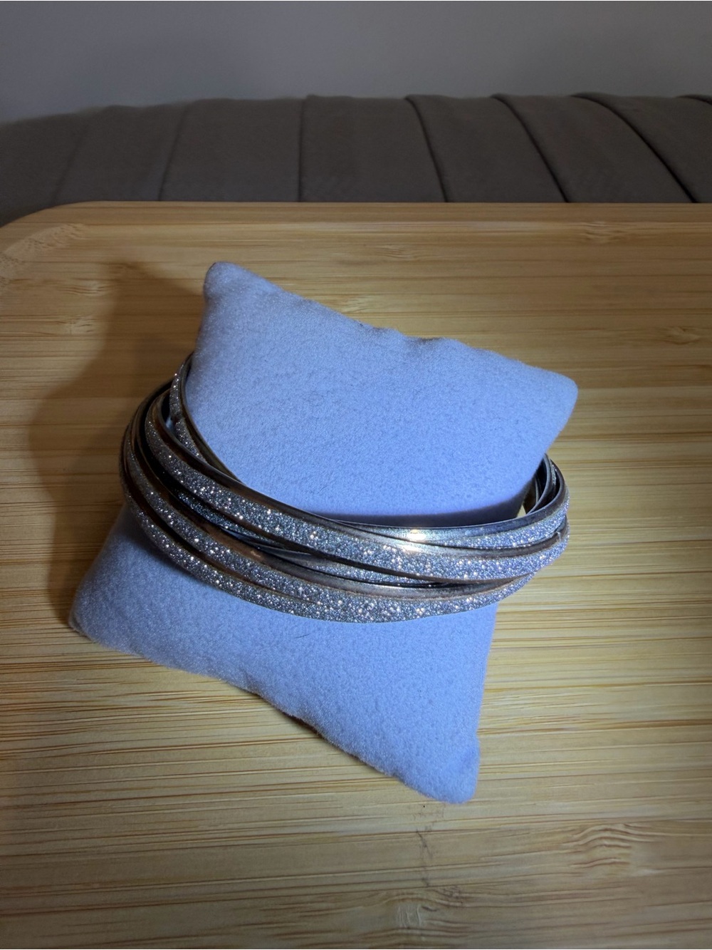 Silver Glitter Multi-Strand Bangle Bracelet
